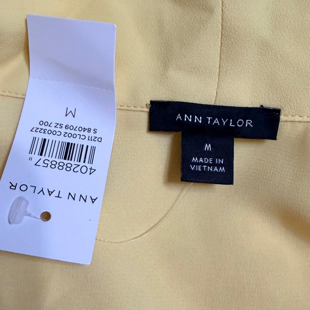 Ann Taylor Womens Yellow Tie Neck Sleeveless Blouse Top Size M NWT 40288857 - Picture 5 of 7